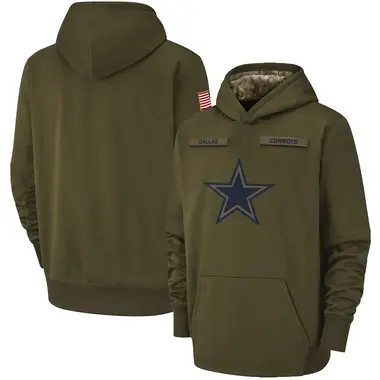 Men's dallas cowboys olive 2018 salute to service sideline therma performance pullover shop hoodie